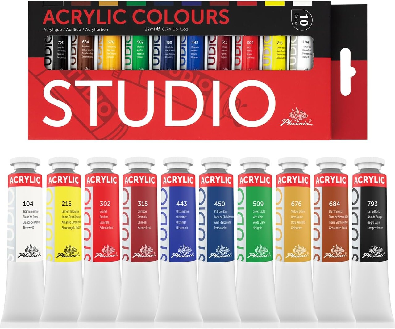 Acrylic Paint Set, 10x22ml Tubes, Non-toxic Craft Paints for Canvas, Paper, Wood, Ceramic, Acrylic Painting Supplies for Adults, Beginners